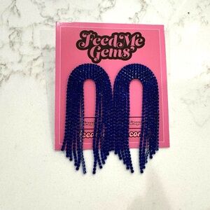 NWT Feed Me Gems Cobalt Rainbow Earrings